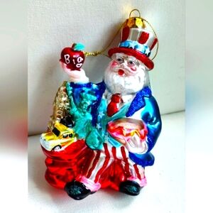 Christmas Glass Ornament New York Themed Santa Claus, New with Tag